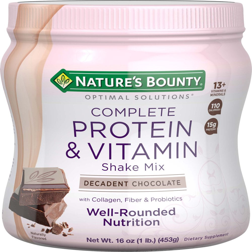 Nature'S Bounty Optimal Solutions Protein Powder with Collagen, Chocolate, 1 Lb