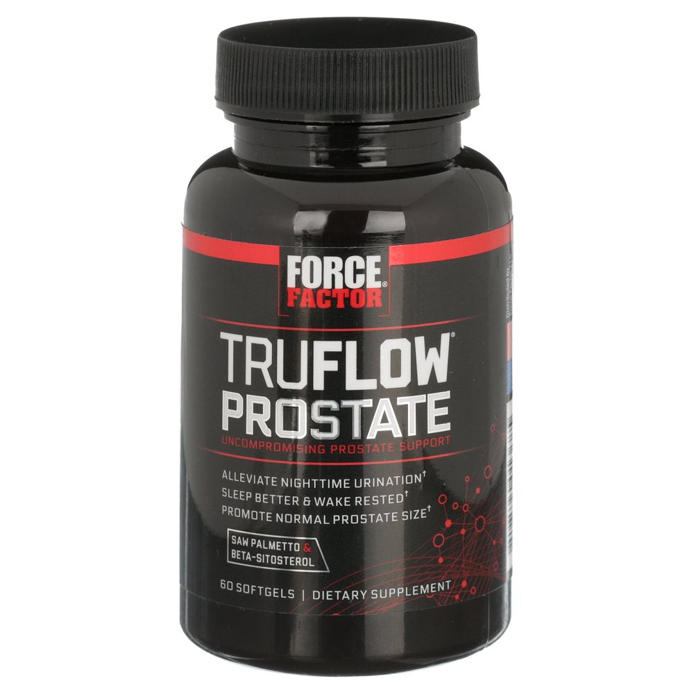 Truflow Prostate Health Support Supplement for Men with Beta Sitosterol, Saw Palmetto, and Melatonin to Improve Urinary Flow, Promote Sleep, Support Normal Prostate Size, Force Factor, 60 Softgels