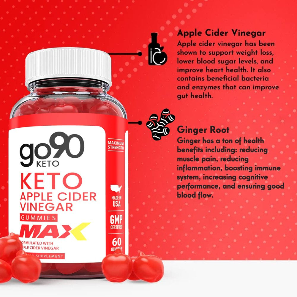 (1 Pack) Go90 Max Keto ACV Gummies - Supplement for Weight Loss - Energy & Focus Boosting Dietary Supplements for Weight Management & Metabolism - Fat Burn - 60 Gummies