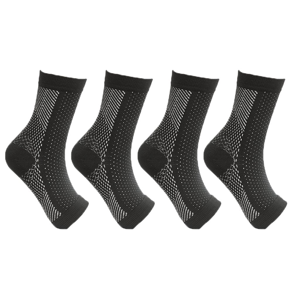 4Pairs Soothe Socks for Neuropathy Pain,Ankle Brace Compression Support,Soothesocks for Neuropathy Women & Men-Black B L/XL