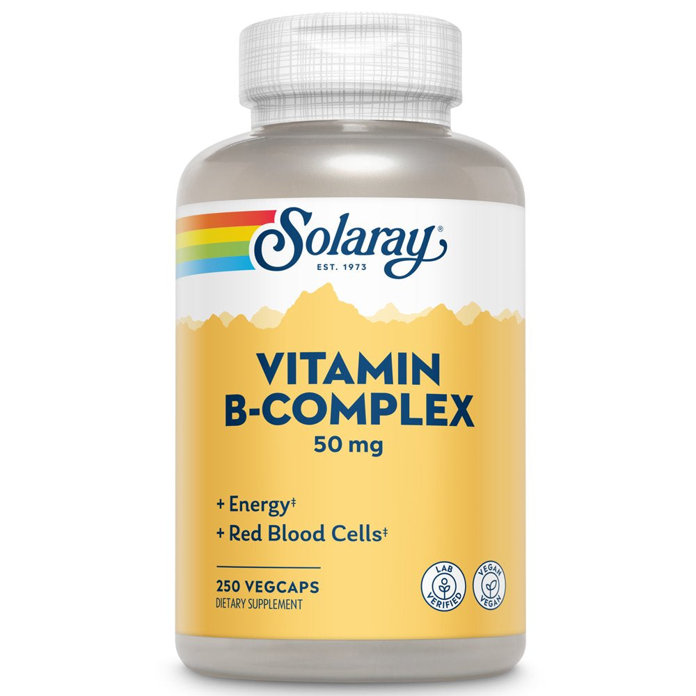 Solaray Vitamin B-Complex, Healthy Energy & Red Blood Cell Formation Support & More, 250 Servings, 250 Vegcaps