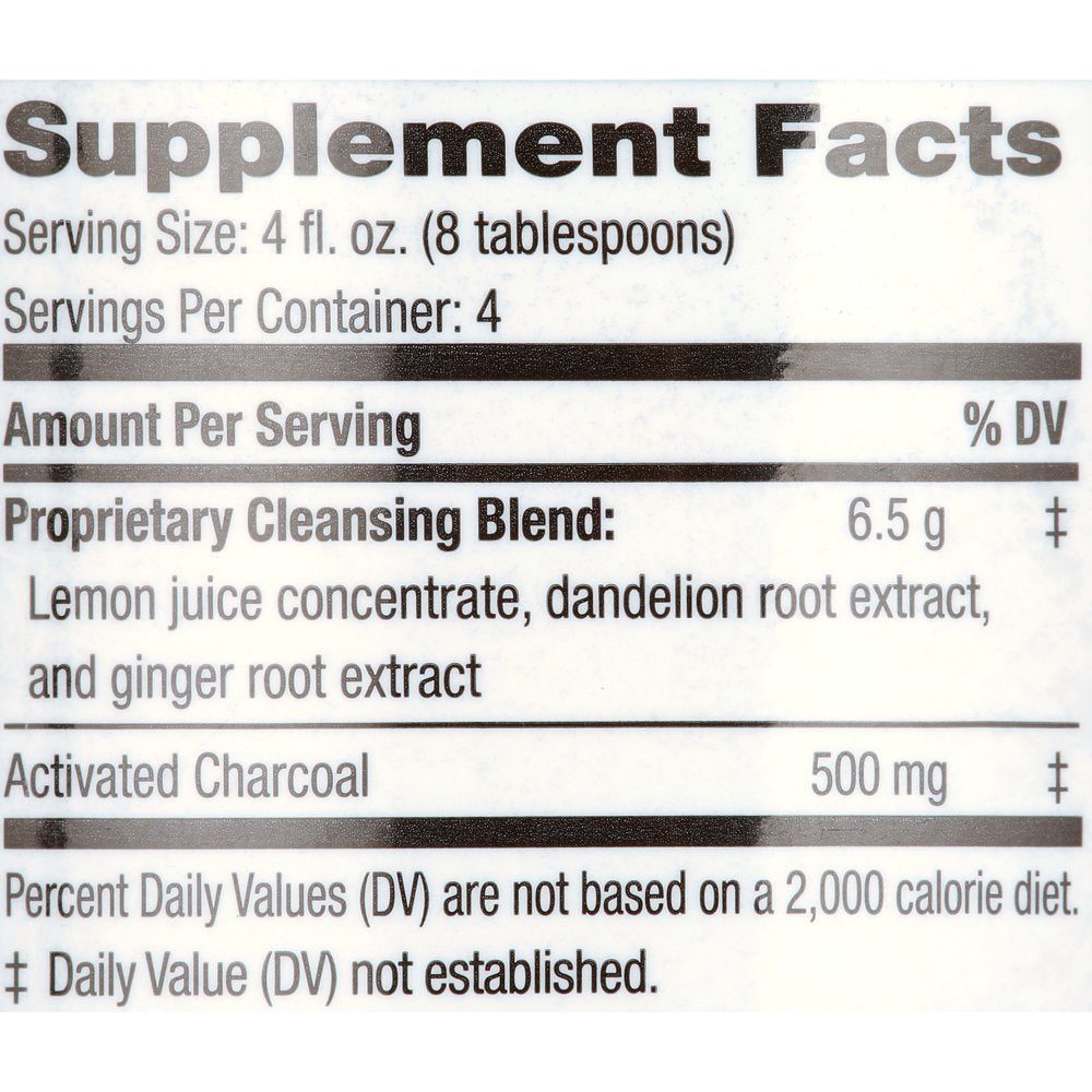 Spring Valley Lemon/Charcoal Cleanse Liquid Supplement, Cleansing, Detox, Non-Laxative Formula, Alkalizing for Digestive Health, 16 Fl. Oz., 4 Servings