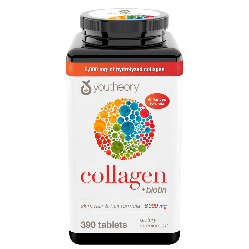 New Youtheory Collagen + Biotin (390) Tablets Type 1,2,3 with 18 Amino Acids!