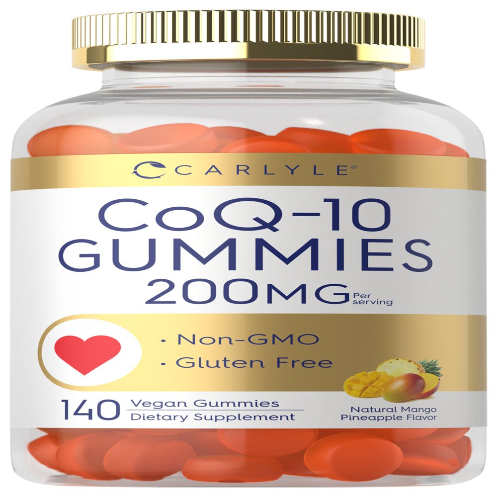 Coq10 Gummies 200 Mg | 140 Count | Natural Mango Pineapple Flavor | Vegan Formula | by Carlyle