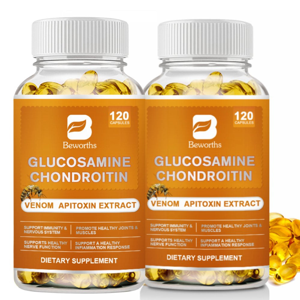 (2 Pack) Beworths Glucosamine Chondroitin Pills Dietary Supplement, Support Joint Health, 240 Capsules (Non-Gmo & Gluten Free)