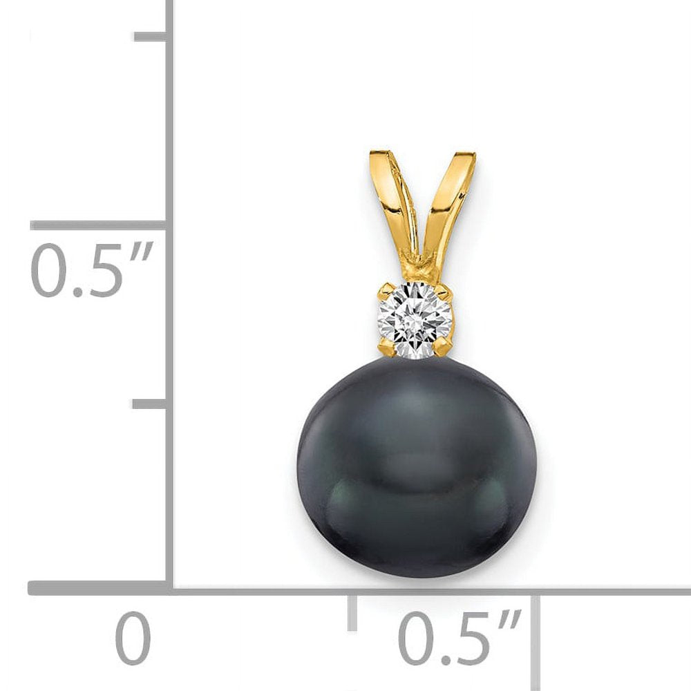 14K 7Mm Black FW Cultured Pearl a Diamond Pendant