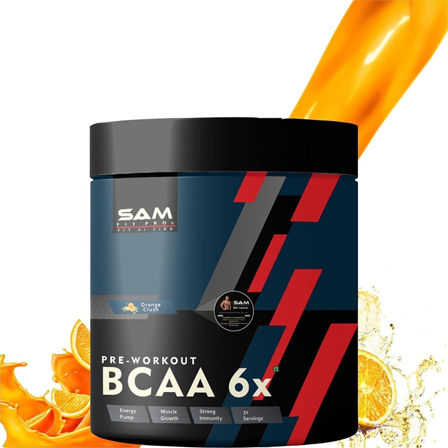 SPEC Samfit Pro 100% BCAA Pre-Workout Supplement 250G - Orange Crush.