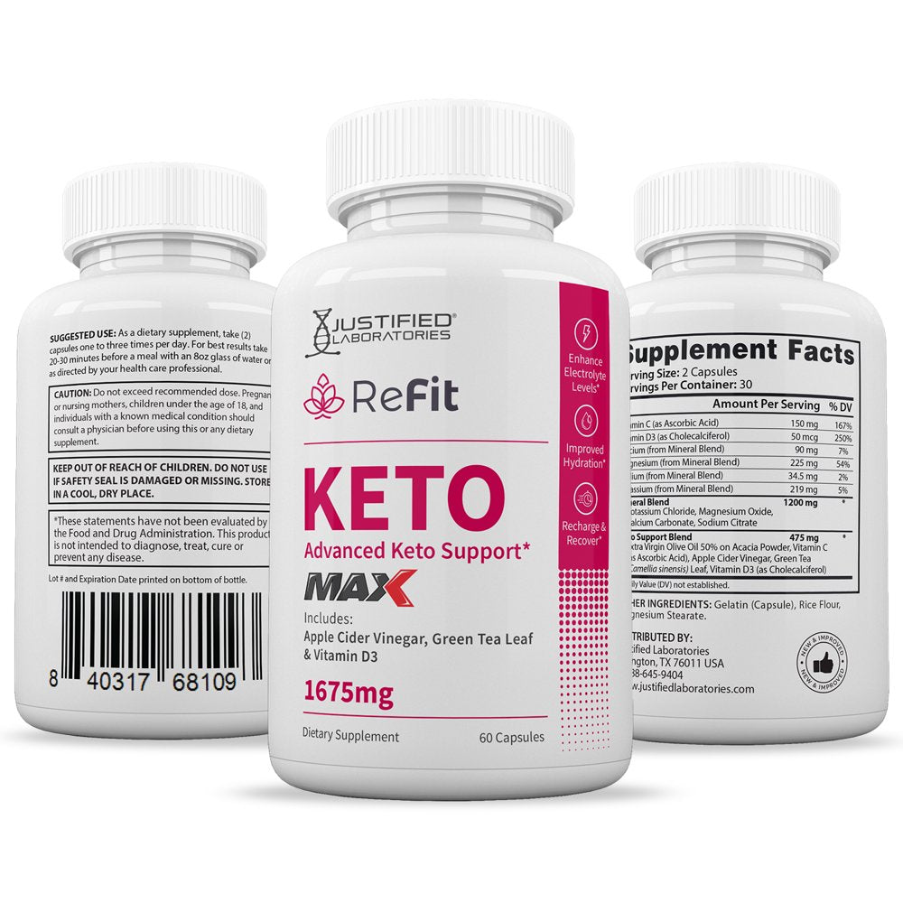 (5 Pack) Refit Keto ACV MAX Pills 1675Mg Alternative to Gummies Dietary Supplement 300 Capsules