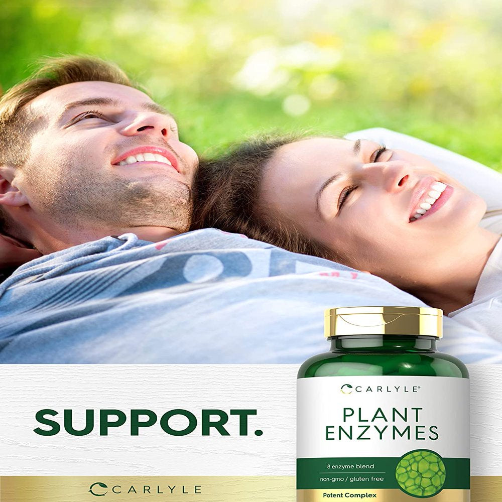 Plant Enzymes | 250 Capsules | 8 Enzyme Blend | Non-Gmo & Gluten Free Supplement | by Carlyle