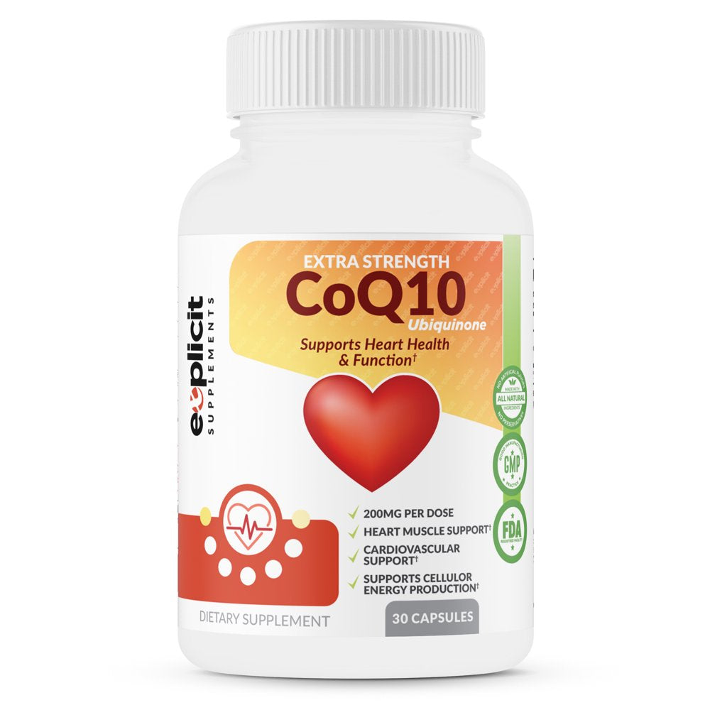 Coenzyme Q10 Ubiquinone | Max Strength Coq10 200Mg, Supports Heart Health & More | Made in USA, 1 Month