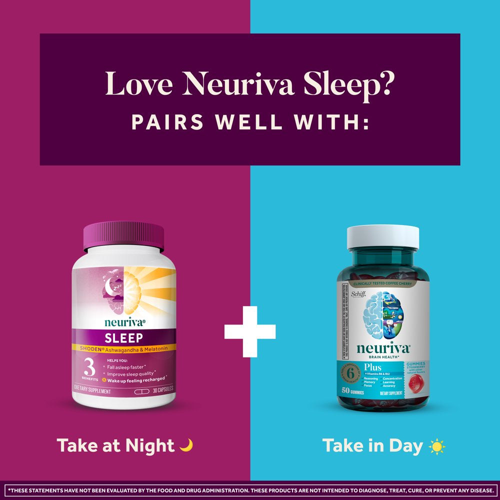 Melatonin & Ashwagandha Sleep Support Supplement - Neuriva Sleep (30 Count), Nightly Sleep Support Supplement, Clinically Tested Ashwagandha, Helps You Fall Asleep Fast & Wake up Feeling Recharged*