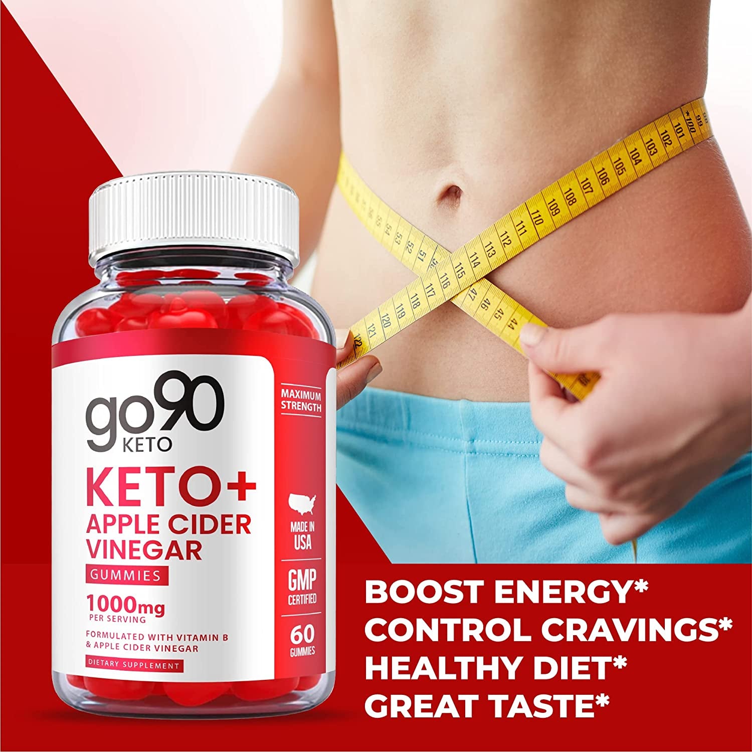 Go90 Keto Gummies - Official Formula, Vegan - Go 90 Keto ACV Gummies with Apple Cider Vinegar, Vitamin B12, Go90 ACV Keto Gummy Ss, Weight Apple Loss Cider Pomegranate Juice, Beet Root (60 Gummies)