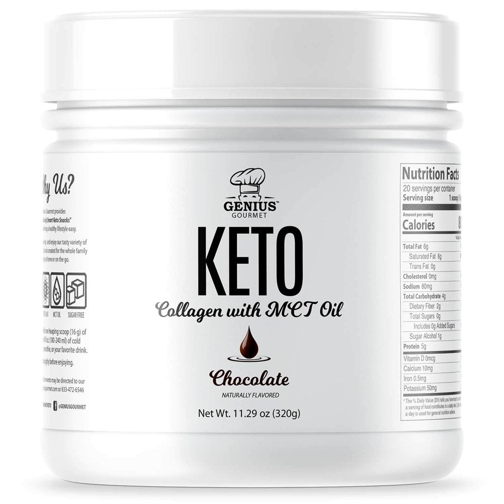 Genius Gourmet Keto Collagen Powder with MCT OIL - Chocolate