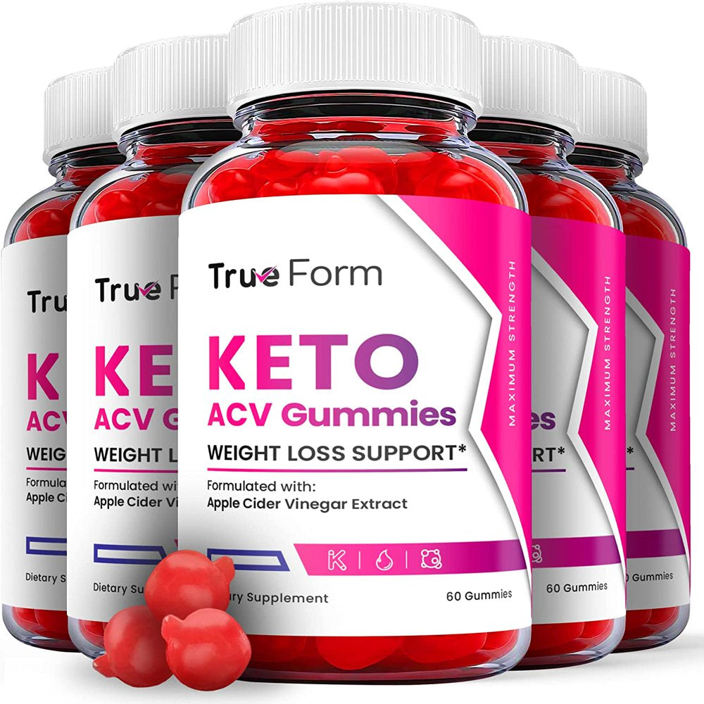 (5 Pack) True Form Keto ACV Gummies - Energy & Focus Boosting Dietary Supplements for Weight Management & Metabolism - Fat Burn - 300 Gummies