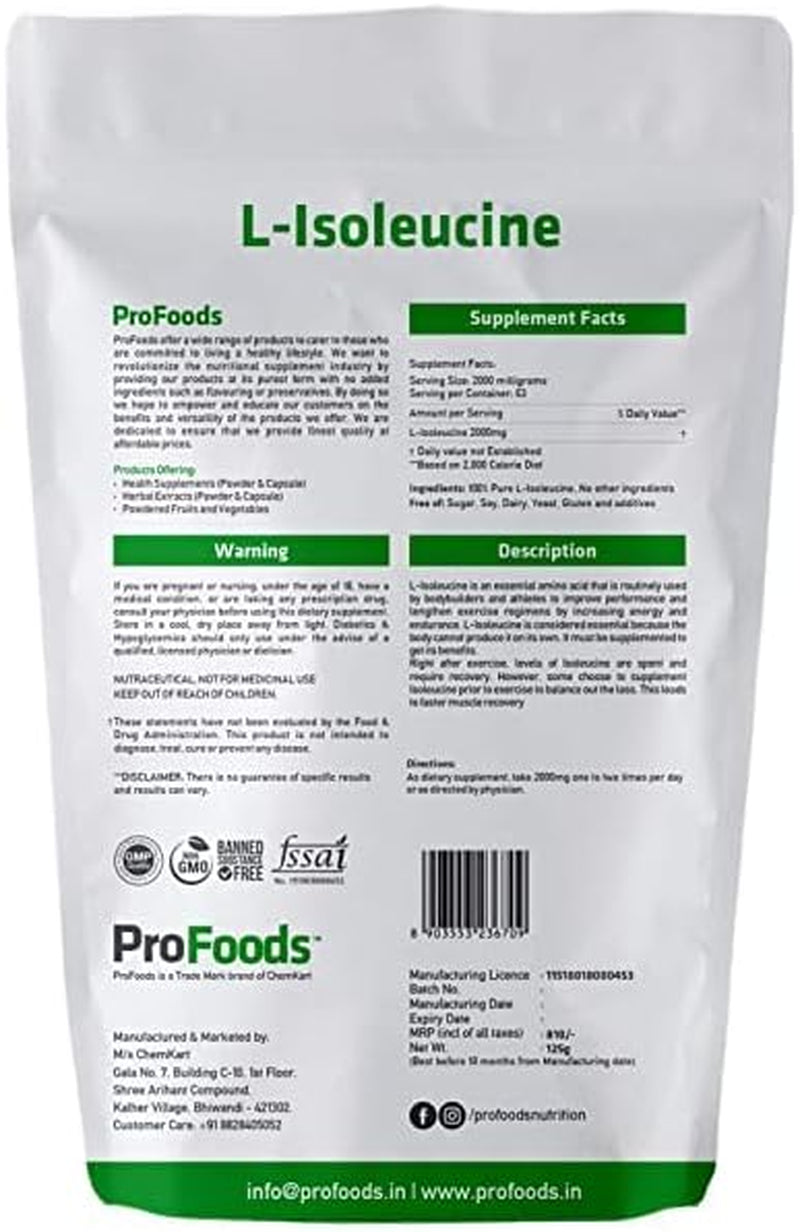 RUP Profoods L Isoleucine Powder (125 Grams)