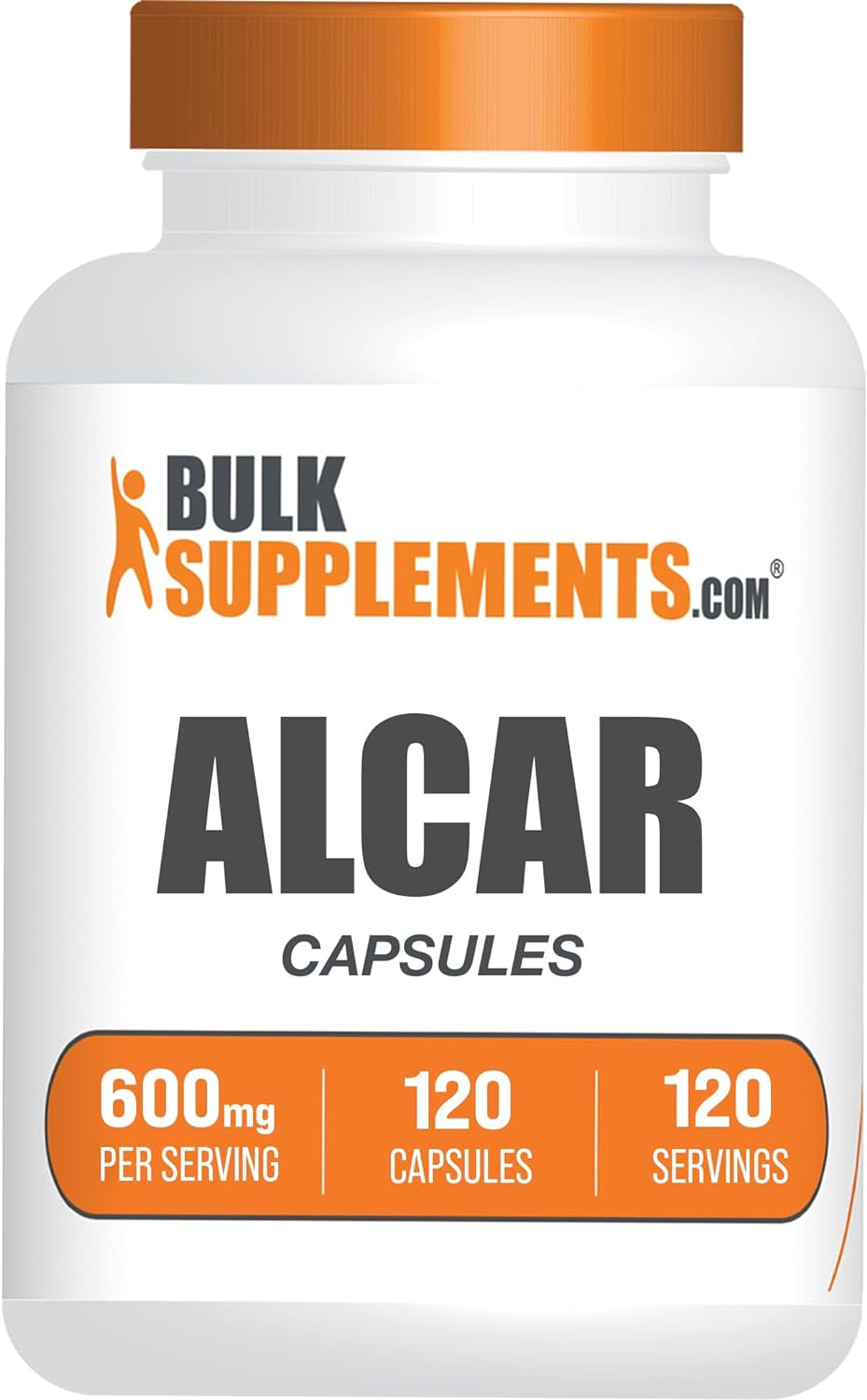 BULKSUPPLEMENTS.COM Acetyl L-Carnitine Capsules - ALCAR Hcl, Carnitine Supplement, ALCAR 600Mg - Acetyl-L-Carnitine, ALCAR Capsules - Gluten Free, 1 Capsule per Serving, 120 Capsules