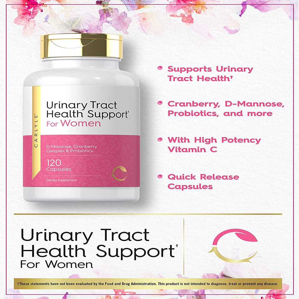 Urinary Tract Health for Women | 120 Capsules | Relief for Women | with D-Mannose, Cranberry Complex & Probiotics | Non-Gmo, Gluten Free | by Carlyle