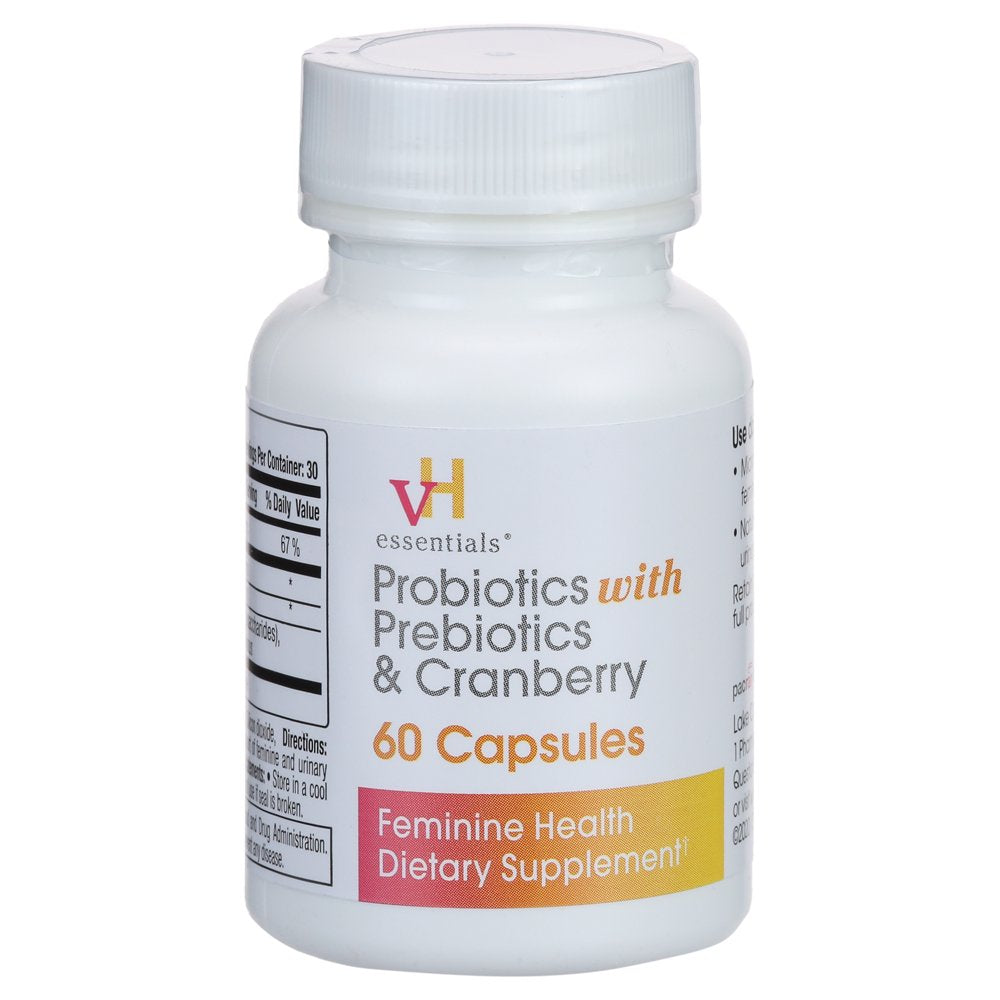 Vh Essentials Probiotics with Prebiotics and Cranberry Feminine Health Supplement - 60 Capsules