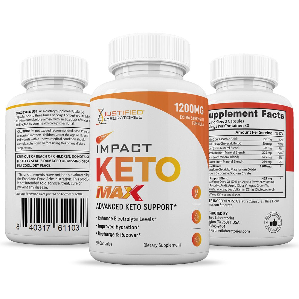 (3 Pack) Impact ACV MAX Pills 1675 MG Stronger than Gummies Advanced Keto Support 180 Capsules