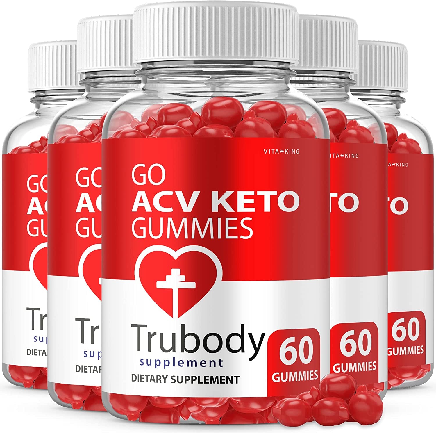 Vitaking (5 Pack) Trubody ACV Keto Gummies Trubody Go ACV Keto Gummies Trubody Keto Gummies Trubody ACV plus Gummies (300 Gummies)