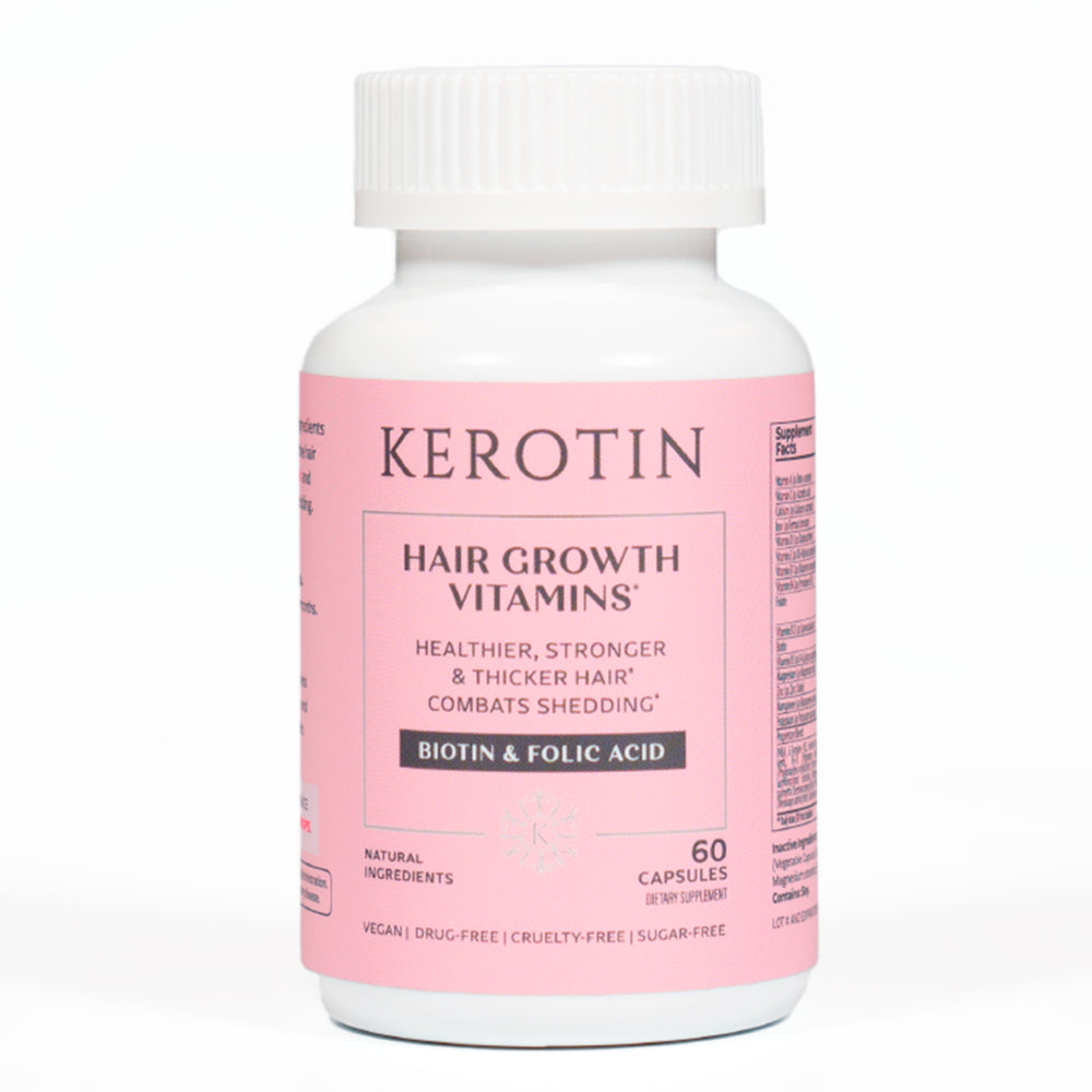 Kerotin Hair Growth Vitamins for Natural Longer, Stronger, Healthier Hair - Hair Loss Supplement Enriched with Biotin, Folic Acid, Saw Palmetto - Hair Vitamins to Grow Thick Hair - 60 Pills (1)