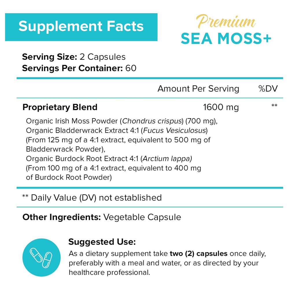 Nutriflair Sea Moss Capsules Gut Health Supplements for Women and Men 120 Pieces