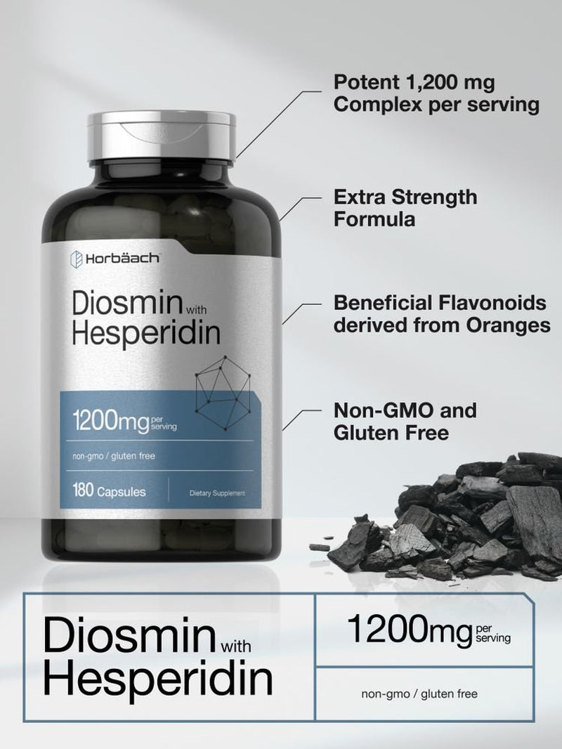 Diosmin and Hesperidin | 1200 Mg | 180 Capsules | by Horbaach