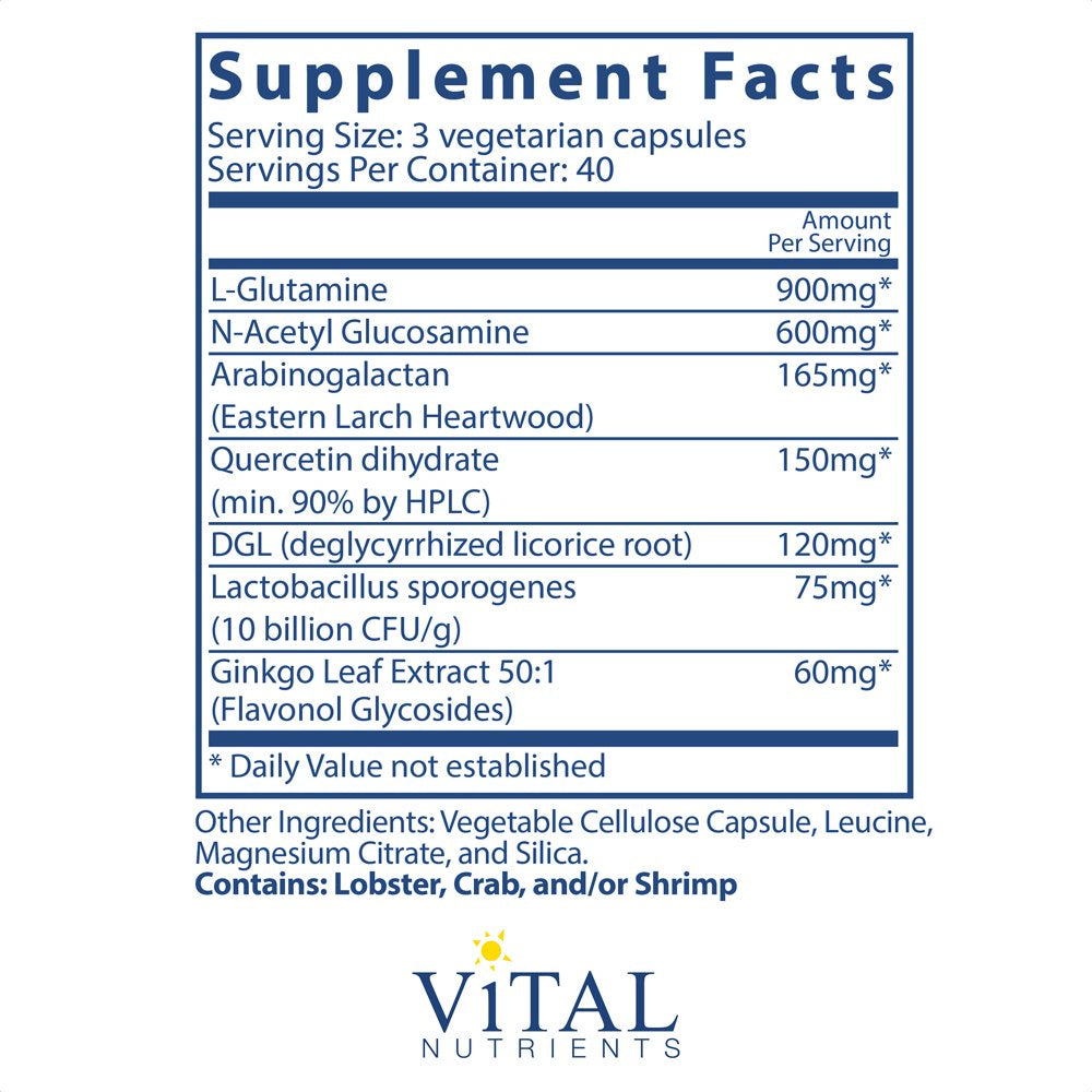 Vital Nutrients - GI Repair Nutrients - Digestive Enzyme Supplements Supports Gut Health and Digestion- 120 Vegetarian Capsules per Bottle