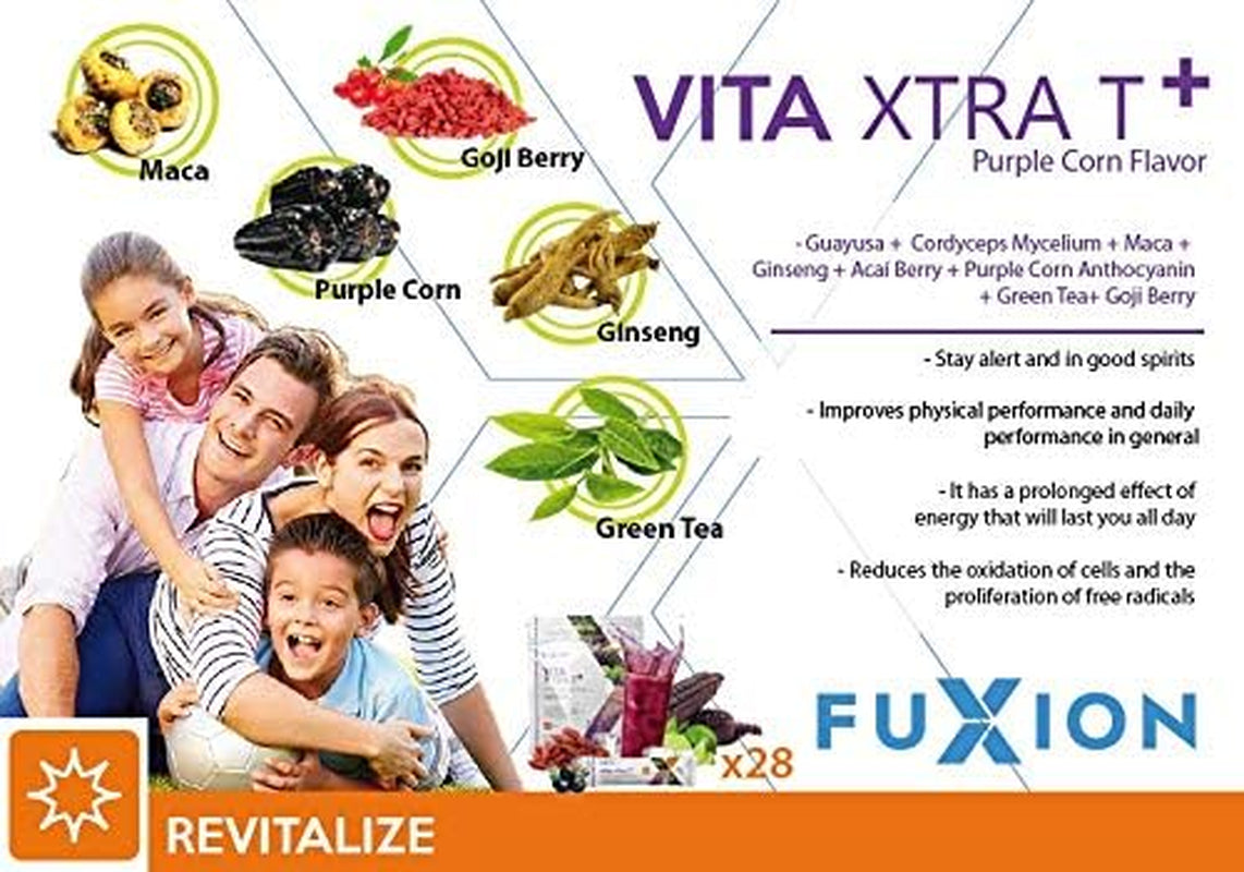 Fuxion Health Care for Bodybuilding-Fuxion Vita Xtra T, Natural Occurred Caffeine Energy Drink, All Natural Herbs&Fruits for Natural Energy (Vita Xtra T, 28 Sticks)