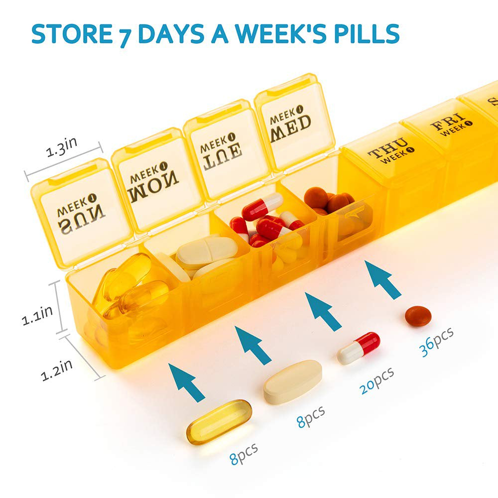 XL Large Monthly Pill Organizer 4 Weeks, 28 Day Pill Box Organizer Weekly, 7 Day Pill Dispenser 4 Times a Day, Medicine Organizer Box for Vitamin, Fish Oil Big Compartment Pill Box with Travel Case