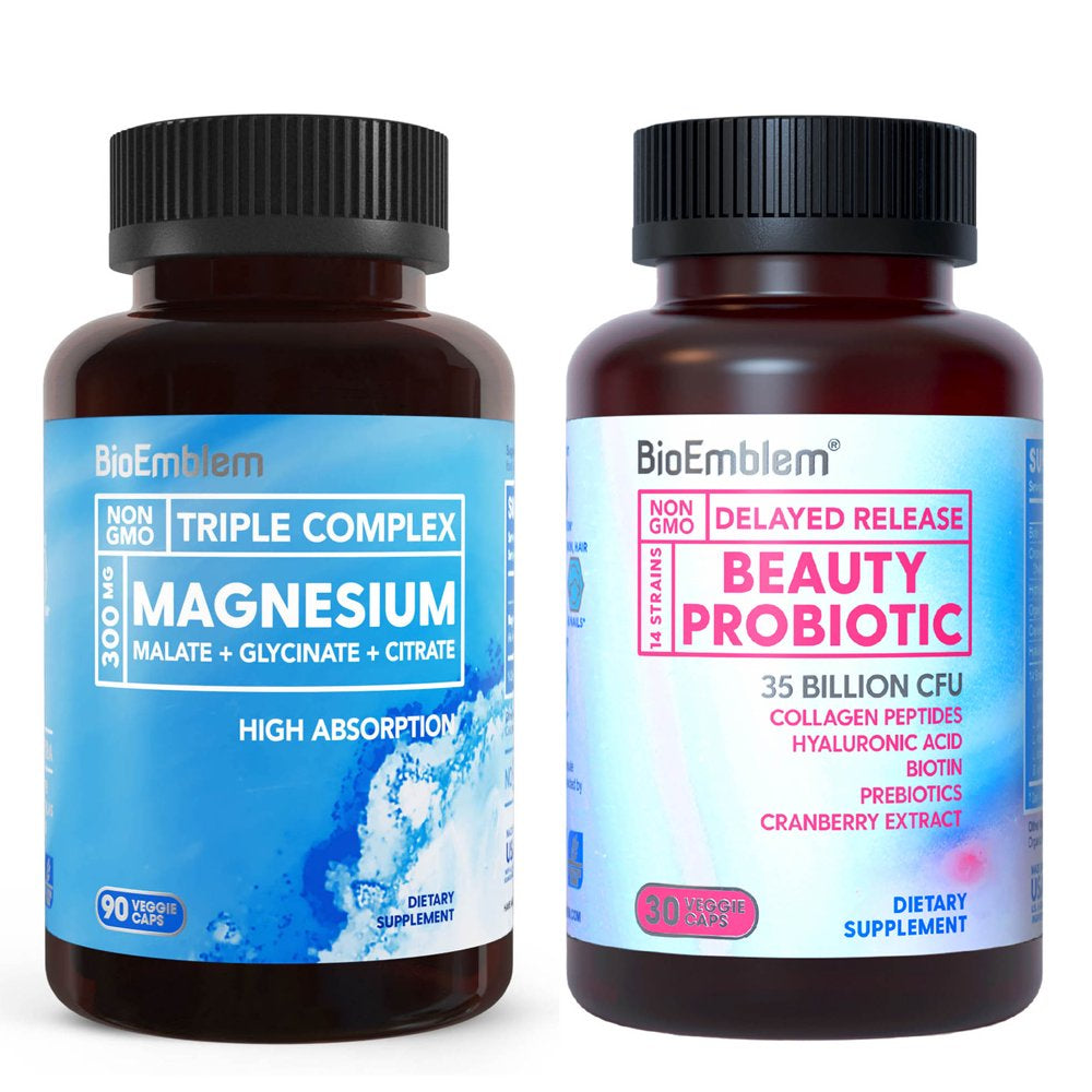 Bioemblem Magnesium Glycinate, Malate, Citrate Complex and Beauty Probiotics for Women