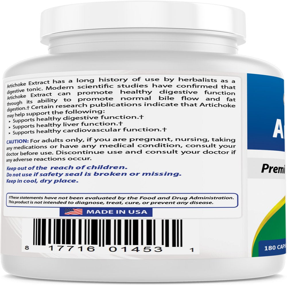 2 Pack Best Naturals Artichoke Extract 500 Mg 180 Capsules | Standardized to Contain 5% Total Caffeoylquinic Acids