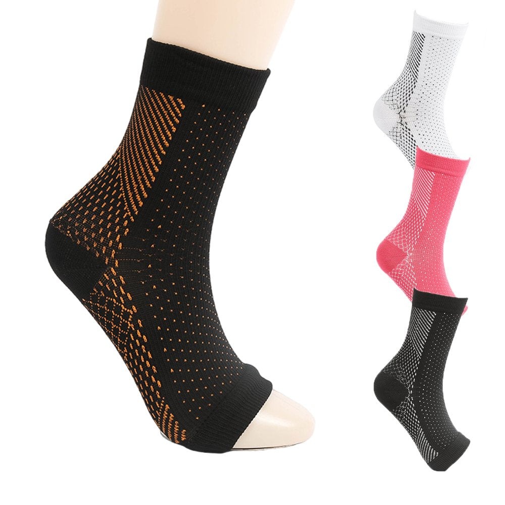 4Pairs Ankle Compression Sleeve Open Toe Сompression Socks for Swelling, Plantar Fasciitis, Sprain, Neuropathy for Women and Men-4Colors L/XL