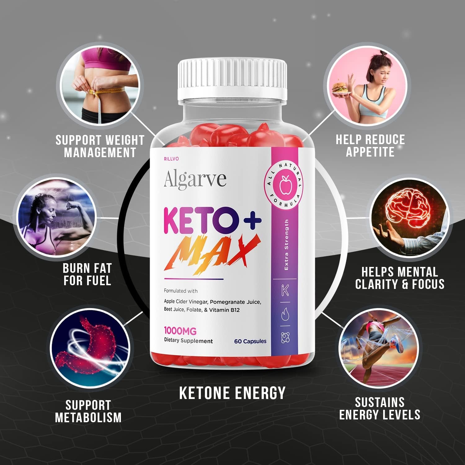 Algarve Max Keto Gummies - Advanced Formula Algarve Max Keto ACV Gummies (60 Gummies)