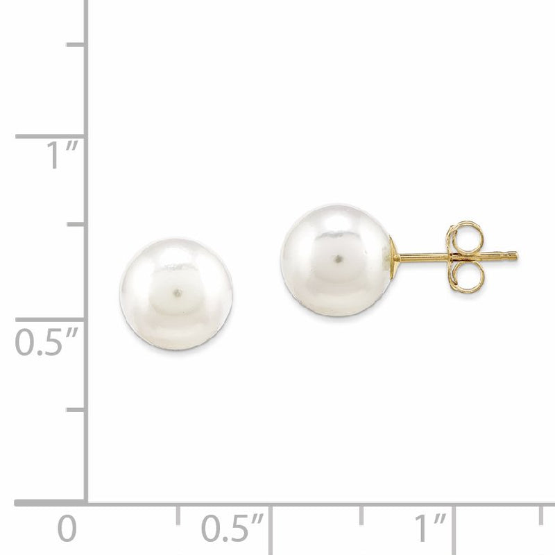 14K 7-8Mm round White Saltwater Akoya Cultured Pearl Stud Post Earrings XF301E