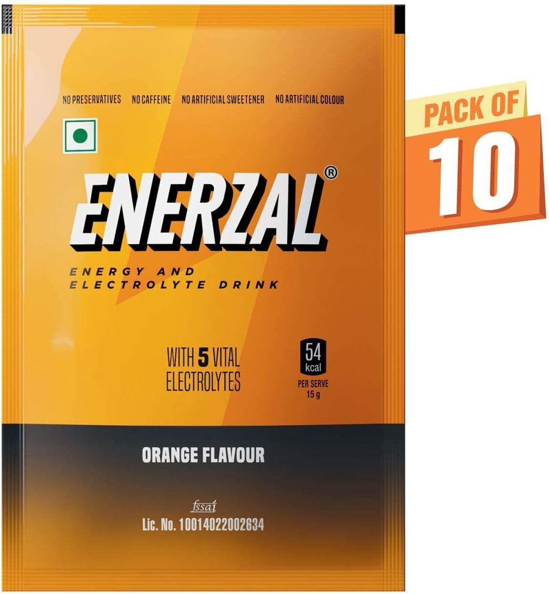 Admart Enerzal Energy Drink Powder Orange Flavour 100 GM (Pack of 10)