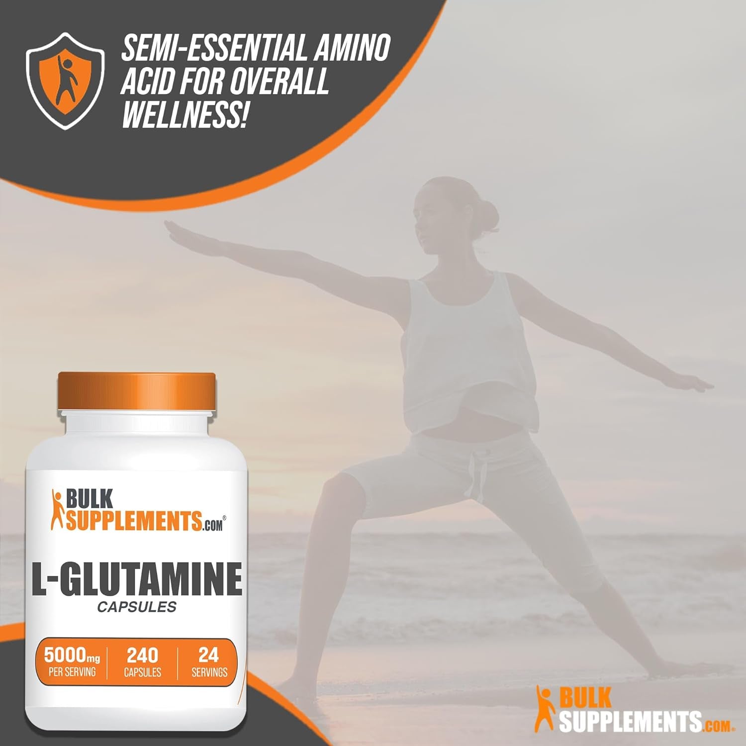 BULKSUPPLEMENTS.COM L-Glutamine Capsules - Glutamine Supplement, L Glutamine 5000Mg, L Glutamine Pills - Gut Health & Recovery, Gluten Free, 10 Capsules per Serving, 240 Capsules