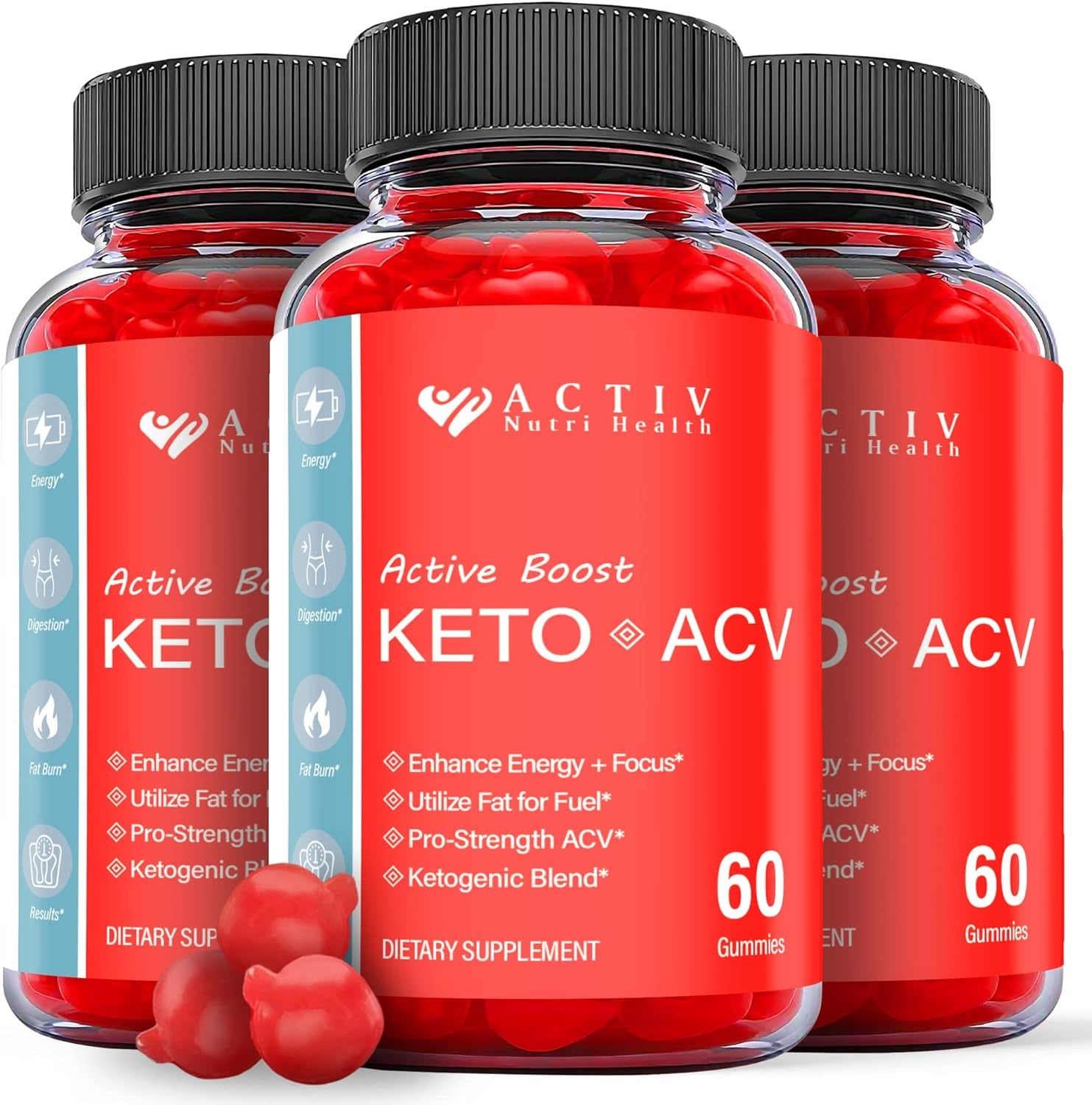 Activ Keto ACV Gummies - Vegan, Non GMO - Active Boost ACV Keto Gummies with Apple Cider Vinegar, Activ Keto Gummies with ACV for Ketosis, Advanced Formula Ketogenic (3 Pack)