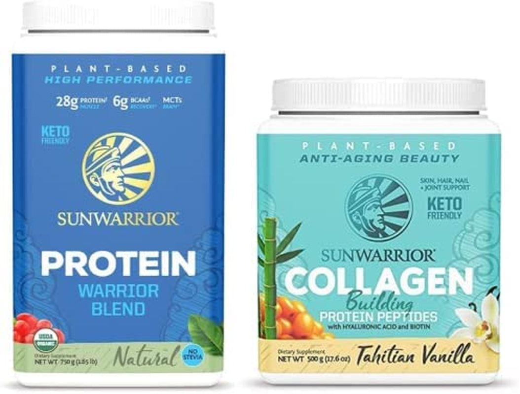 Sunwarrior Vegan Warrior Blend with Bcaas & Pea Protein & Vegan Collagen Building Protein Peptides with Hyaluronic Acid & Biotin