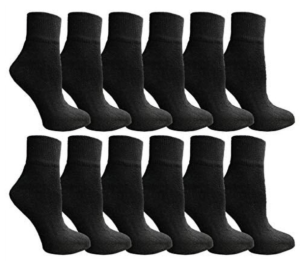 Yacht & Smith Diabetic Nephropathy Edema Socks, Cotton Crew, Ankle, Medical Sock (Black Ankle - 12 Pairs, 10-13)