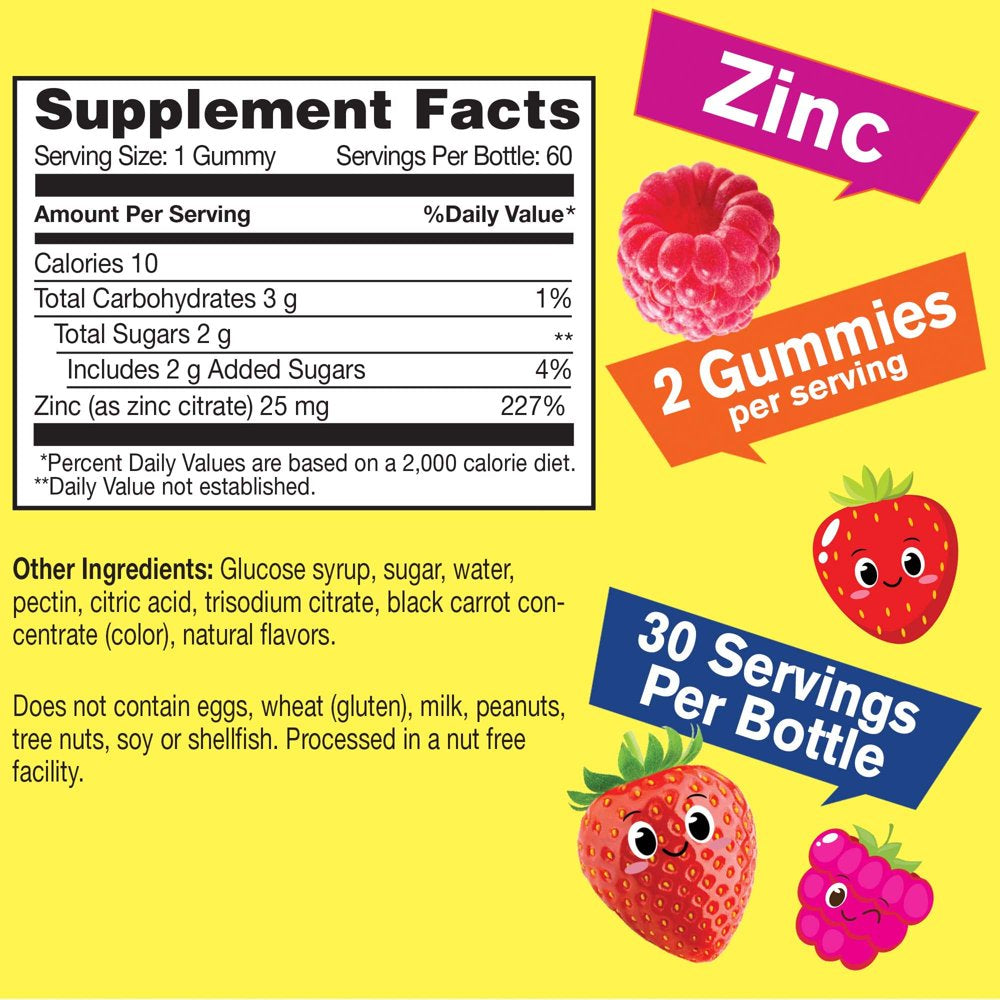Well Yeah Zinc for Kids 25Mg Gummies - Immune System and Antioxidant Support - Skin Health, Maximum Strength Children Zinc Supplement Immune Booster Gummy - Gmo-Free, Vegan, Gluten Free - 60