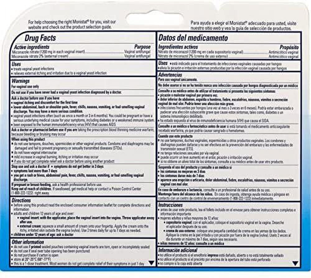 Monistat 1 Vaginal Antifungal Day or Night 1-Day Treatment Combination