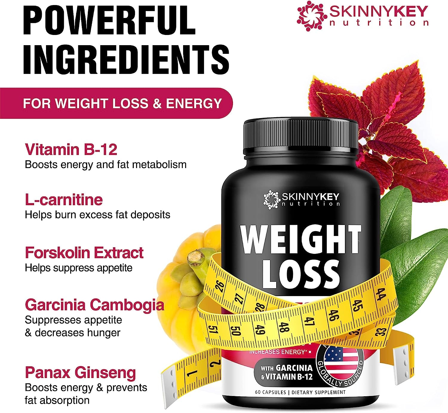 Weight Loss Pills for Women - Fat Burner - Diet Pills That Work Fast for Women & Men - Made in USA - Appetite Supressant for Weight Loss - Diet Pills with Garcinia Cambogia & Green Tea - 60 Caps