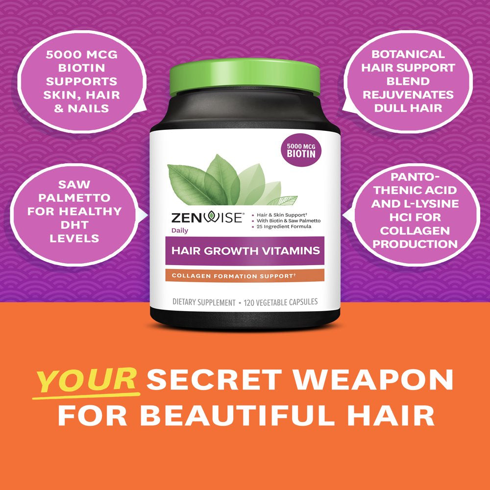 Zenwise Hair Growth Vitamins 120 Vegetable Capsules