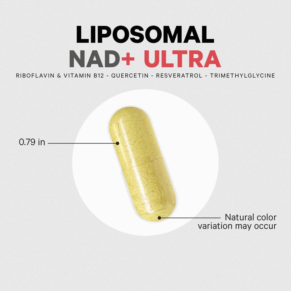 Codeage Liposomal NAD+ Ultra, Trans-Resveratrol, Quercetin, Betaine, Riboflavin, Vitamin B12, 90 Ct