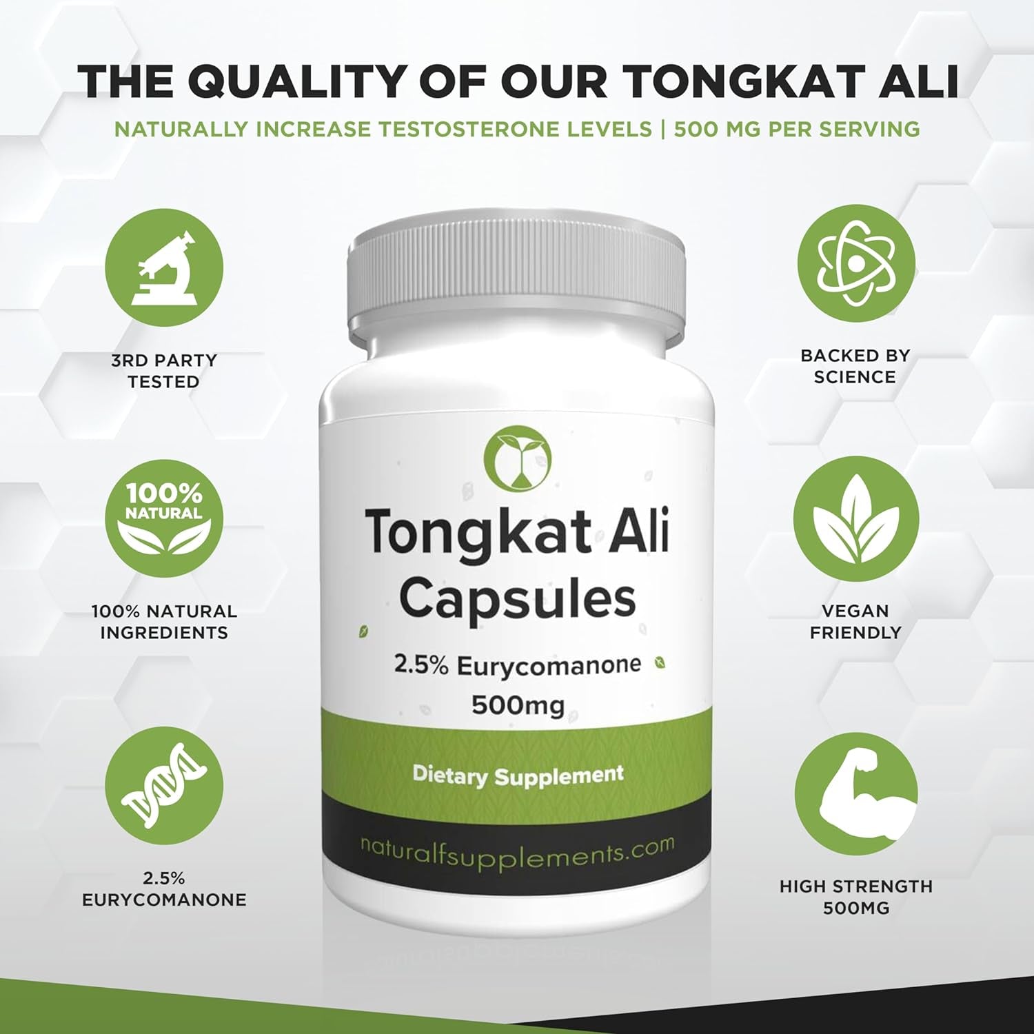 Tongkat Ali for Men | 30 High Strength 500Mg Capsules | Root Extract 2.5% Eurycomanone | 3Rd Party Tested | Longjack Eurycoma Longifolia | Natural Health Supplement for Men