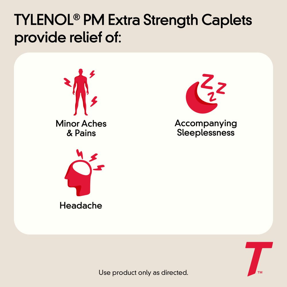 Tylenol PM Extra Strength Pain Reliever & Sleep Aid Caplets, 100 Ct