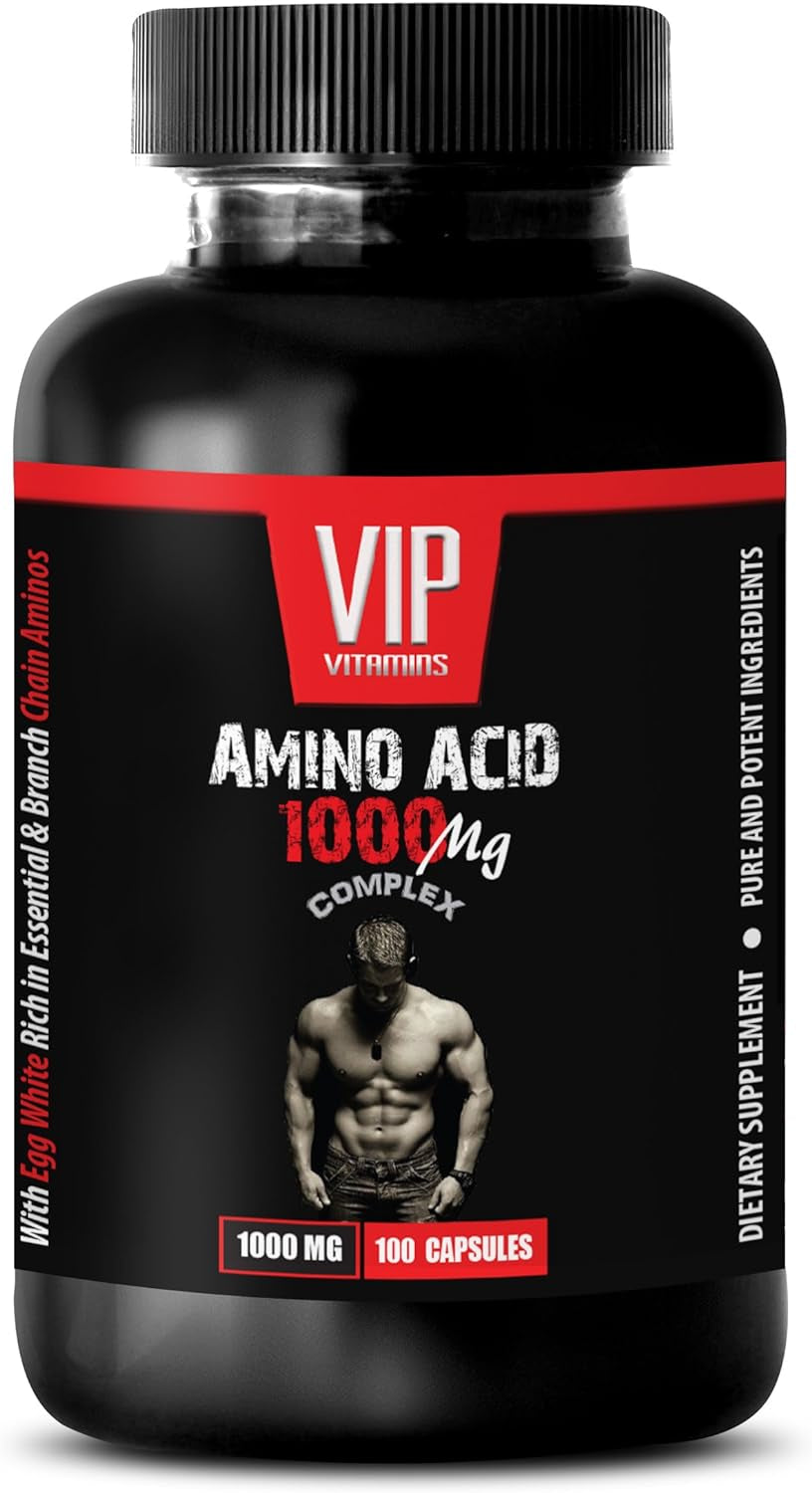 VIP Supplements Pre Workout with Creatine - Amino Acid 1000 MG Complex - L-Leucine L-Isoleucine L-Valine, 1 Bottle (100 Capsules)