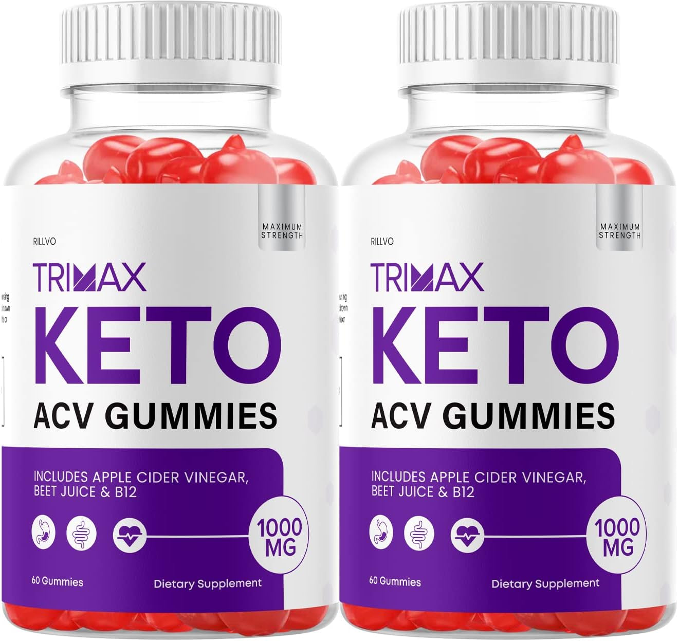 (2 Pack) Trimax Keto Gummies Advanced Formula Trimax Keto ACV Gummies Apple Cider Vinegar (120 Gummies)