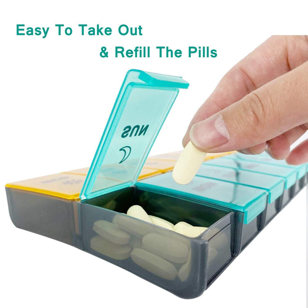 Mossime XL Large Daily Pill Organizer 2 Times a Day, 7 Day Pill Box Am Pm, Weekly Day Night Vitamin Holder, Medicine Organizer, Big Pill Container, Medication Dispenser 14 Compartments